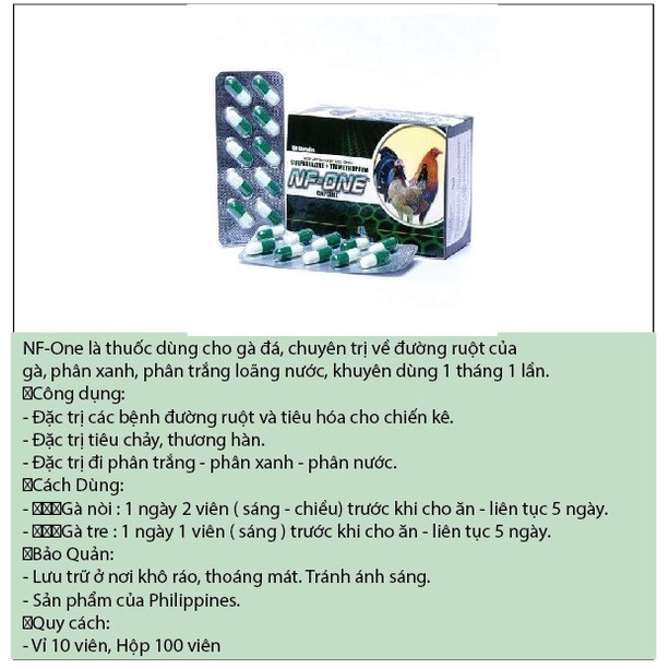 [Giá tốt] NF-ONE VĨ / 10 VIÊN chướng diều ăn, không tiêu, phân xanh, phân trắng Bổ sung vitamin và dinh dưỡng