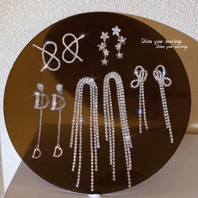 Hoa Tai Dáng Dài Đính Đá Phối Tua Rua Sang Trọng Cho Nữ shinny