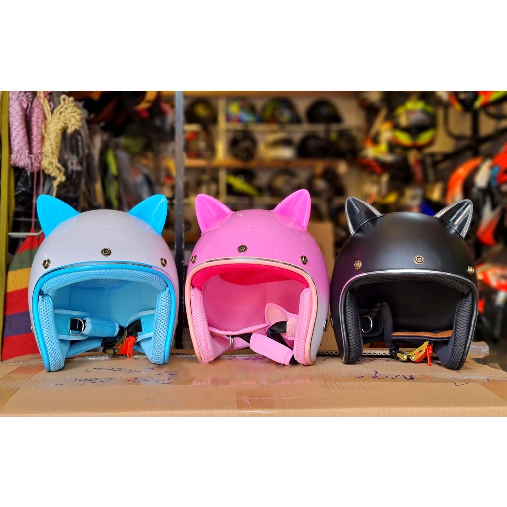 Tai Mèo Gắn Mũ Bảo Hiểm Nhiều Màu Dễ Thương