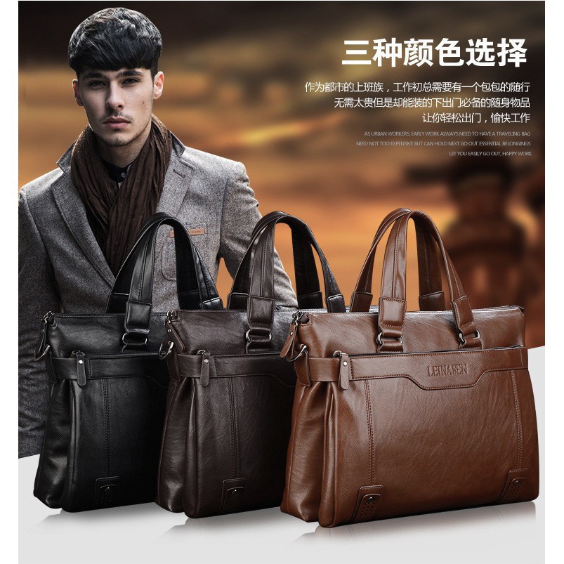 Túi Xách Da Nam Công Sở Leinasen. (size: 40x30x10cm. Da Bò Cao Cấp) Túi Đeo Chéo, Túi Đựng Laptop | BigBuy360 - bigbuy360.vn