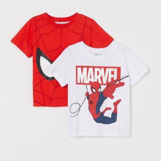 Áo thun bé trai J&Y KIDS xuất xịn thun cotton cổ tròn tay ngắn in người nhện Spiderman Marvel đỏ trắng size 4