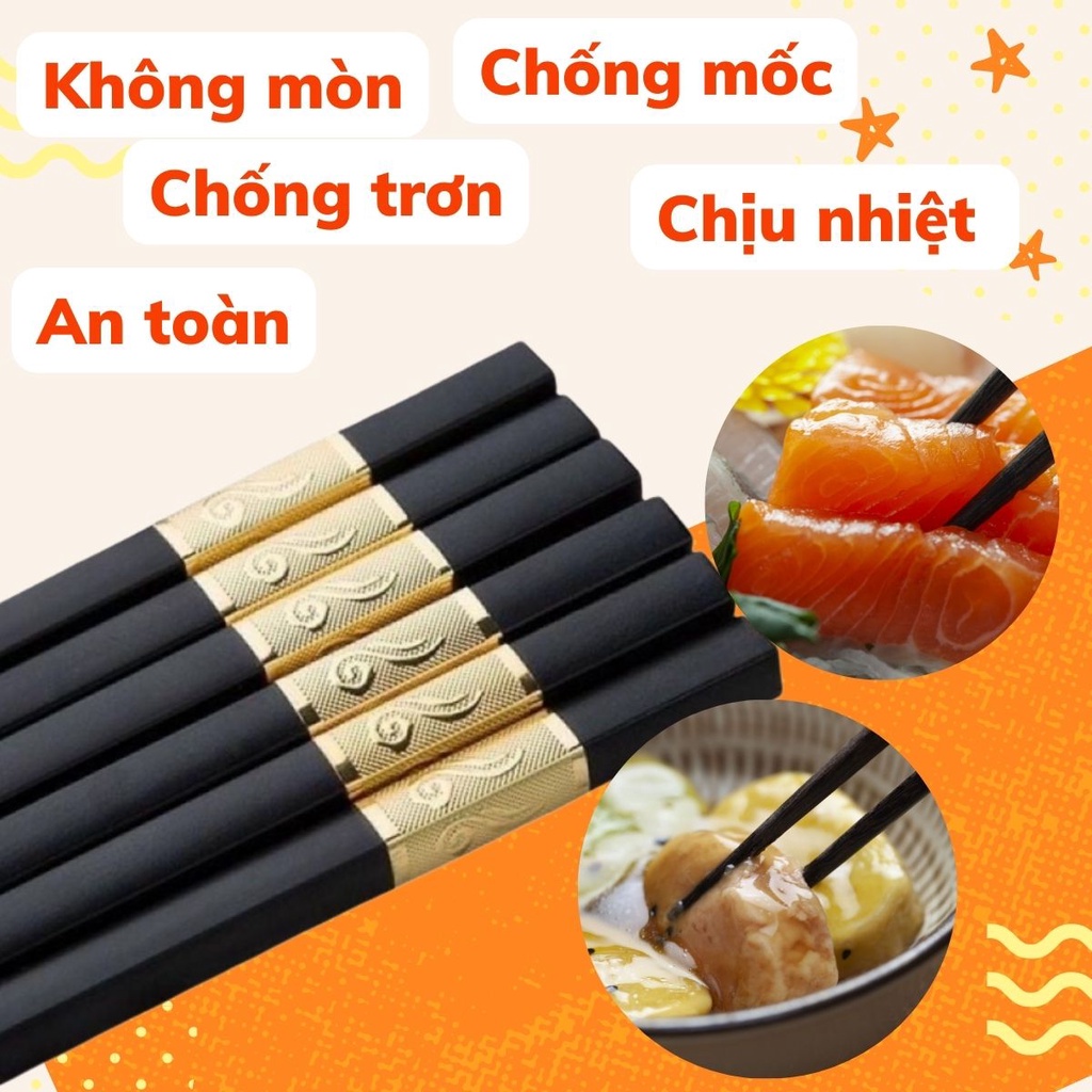 Bộ 10 đôi đũa nhựa cao cấp phong cách Nhật Bản dùng ăn cơm chịu nhiệt cao chống trơn tốt hơn đũa gỗ - phụ kiện bàn ăn