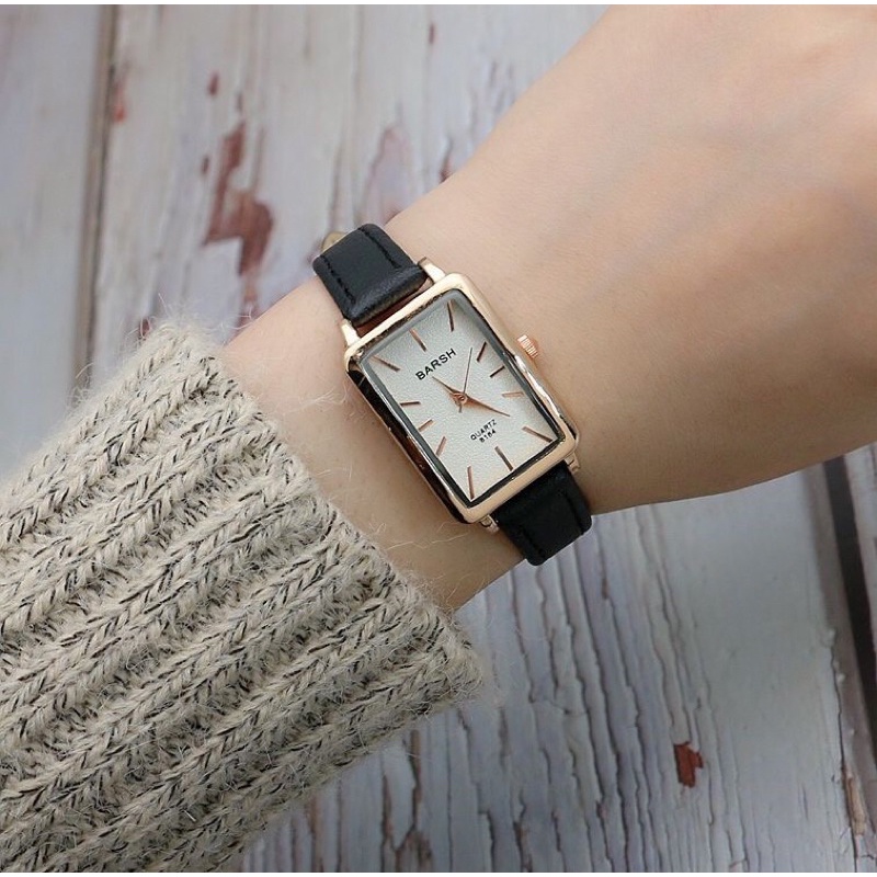Đồng hồ nữ mặt chữ nhật 28mm dây da nhỏ SULABAS đẹp trẻ trung năng động