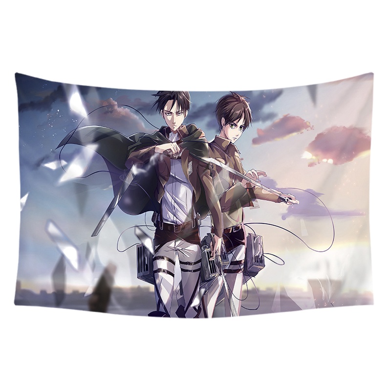 Thảm Treo Tường Trang Trí Có Kẹp In Hình Attack on Titan