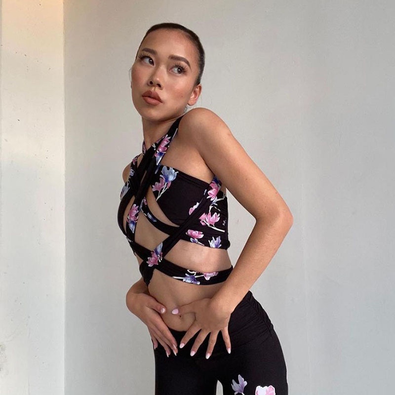 Áo Hai Dây Ôm Dáng Hở Lưng In Họa Tiết Hoa Thời Trang Quyến Rũ Dành Cho Nữ