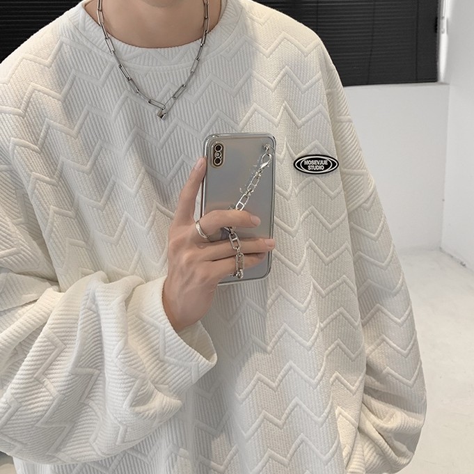 Áo sweater cổ tròn thiết kế dáng rộng phong cách đường phố Hàn Quốc thời trang xuân thu cho nam | BigBuy360 - bigbuy360.vn