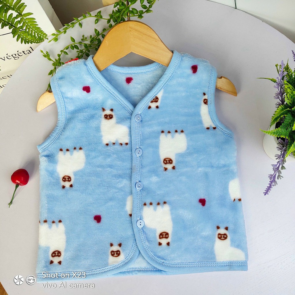 Áo Gilê nhung tuyết siêu mềm siêu mịn cho bé 3-12kg -  AGL- NT0230 -