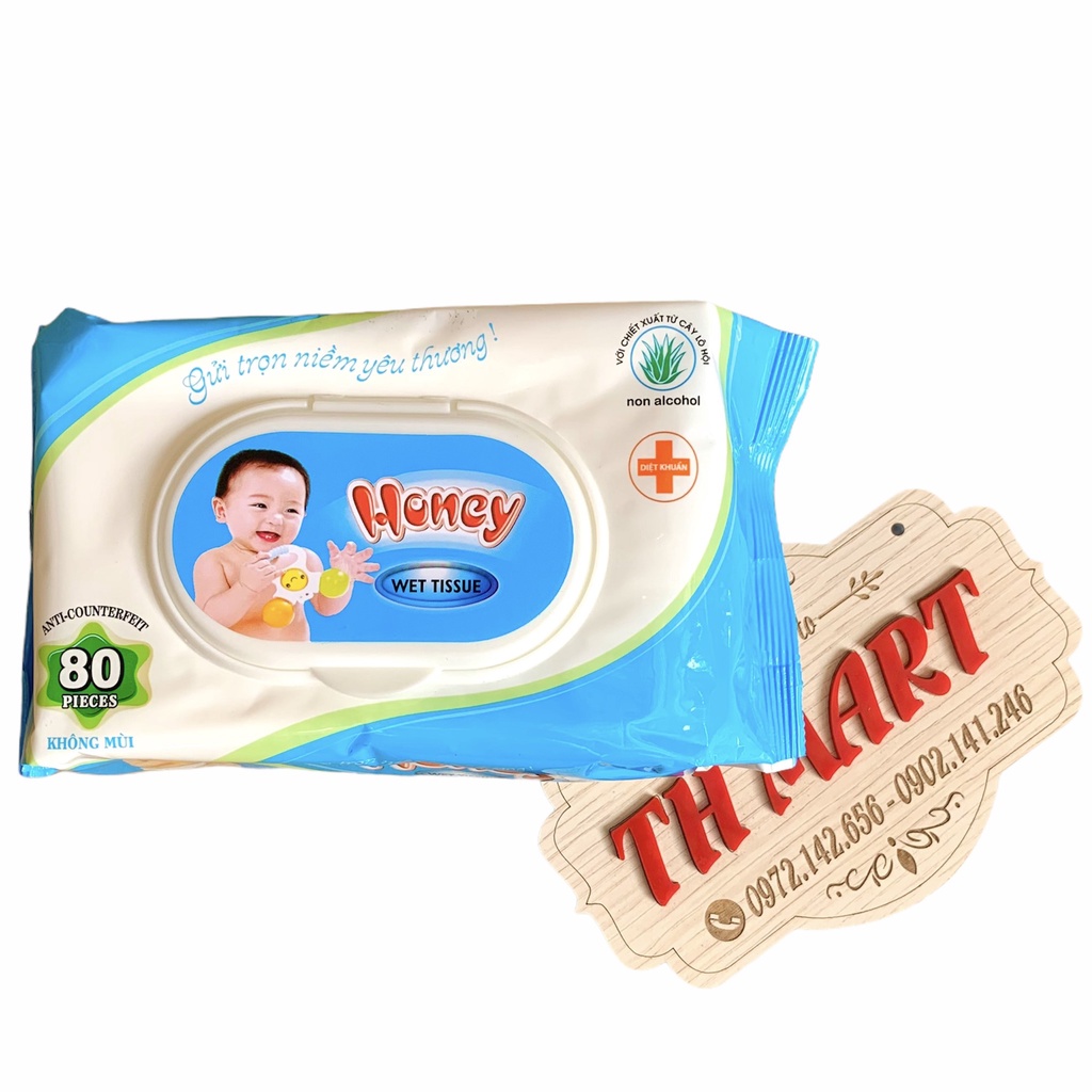 giấy ướt không mùi honey loại 80 tờ