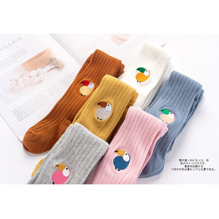 FREESHIP ĐƠN 99K_Quần tất len liền bàn hình thêu xuất Hàn cho bé gái