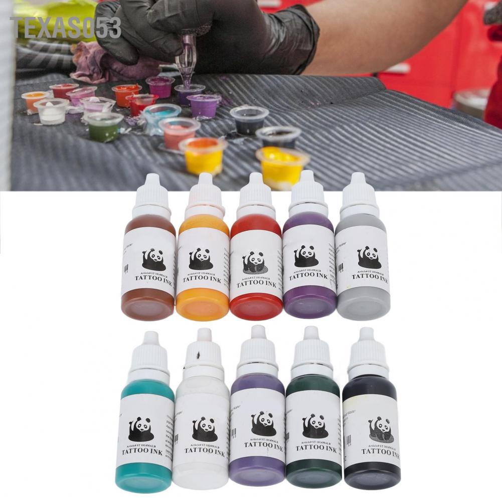 [Hàng Sẵn] Set 10 Mực Xăm Hình Chuyên Nghiệp15ml Màu Sắc Sống Động Tươi Sáng【Texas053】