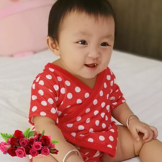 Set (áo+vớ) yukata chấm bi đỏ cho bé từ 4-12kg