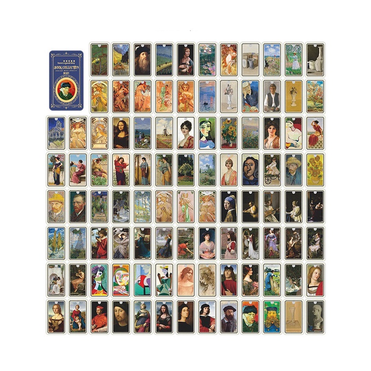 Bộ 100 Card Bo Góc Nghệ Thuật Van Gogh, Monet, Da Vinci Nổi Tiếng Trang Trí Bullet Journal Ảnh Thẻ
