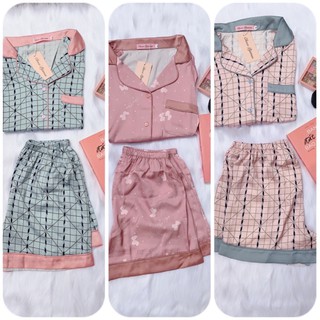 pijama bộ mặc nhà nữ tay ngắn quần ngắn lụa satin cao cấp - Research
