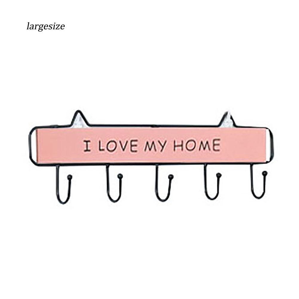 Móc gỗ in chữ I love my home dùng treo đồ tiện dụng
