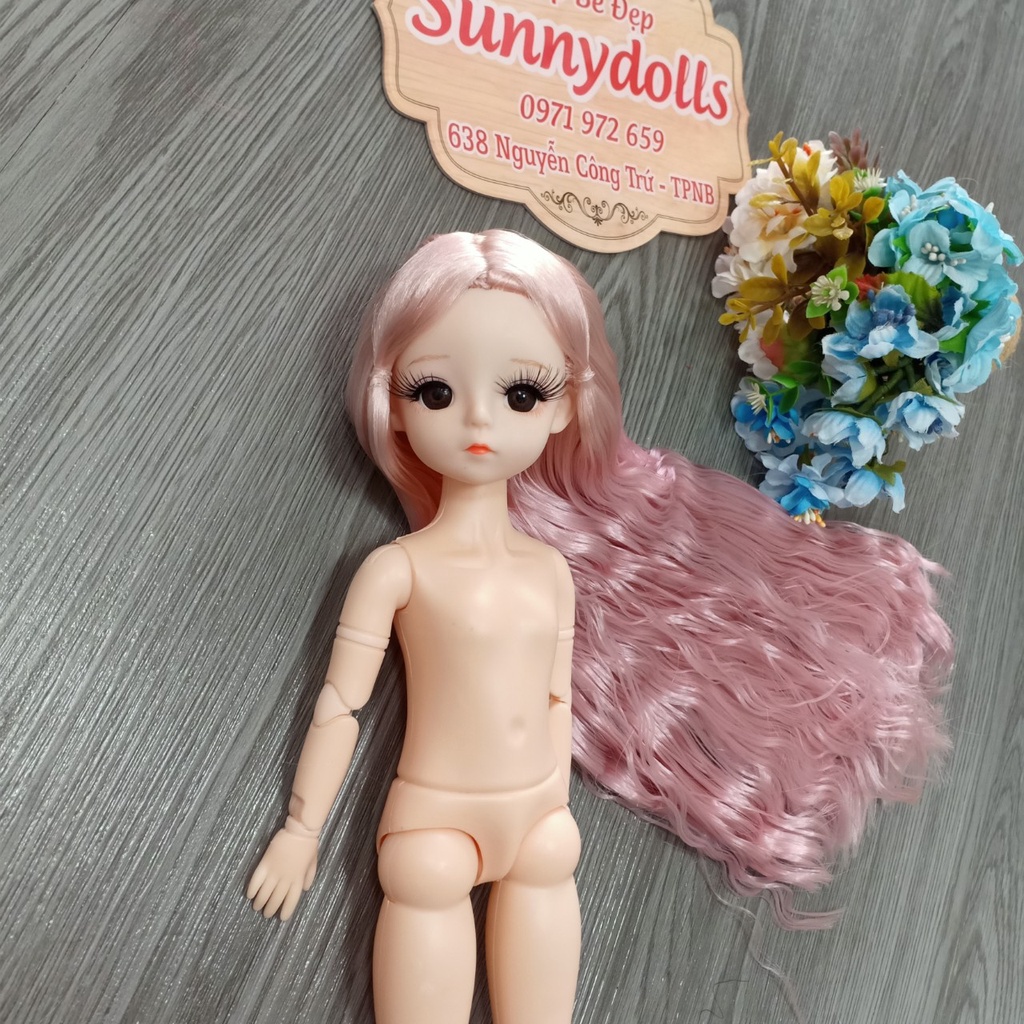 Búp Bê Công Chúa Tóc Mây Dài Cao 30cm Trơn ,Không Kèm Đồ,Tặng Giày#
