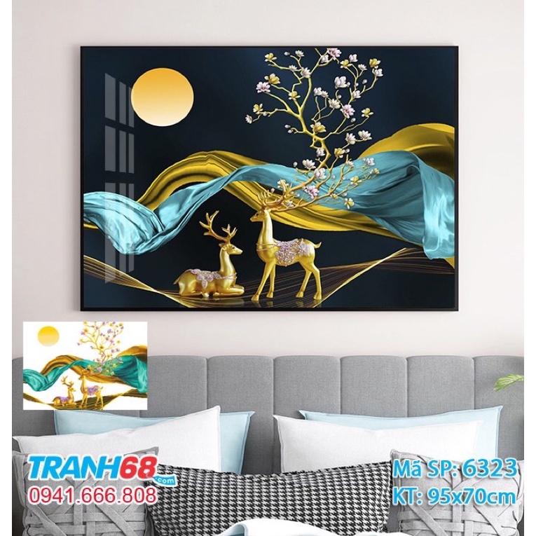 Tranh Đính Đá Mẫu Mới nhất Hươu Tài lộc.