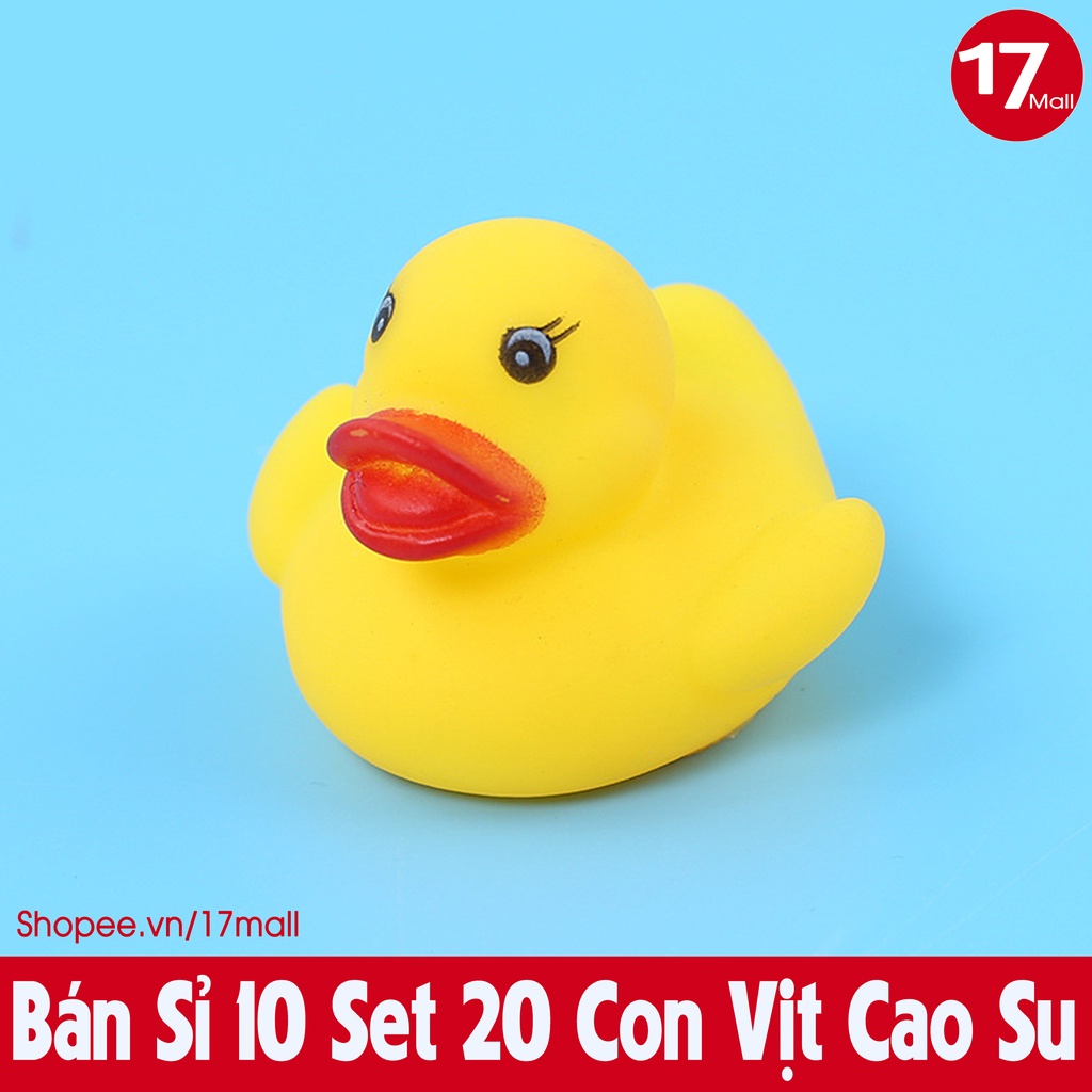 Bán Sỉ 9 Set 20 con (180 con) vịt cao su thả bồn tắm bóp kêu chíp chíp 🛒17Mall