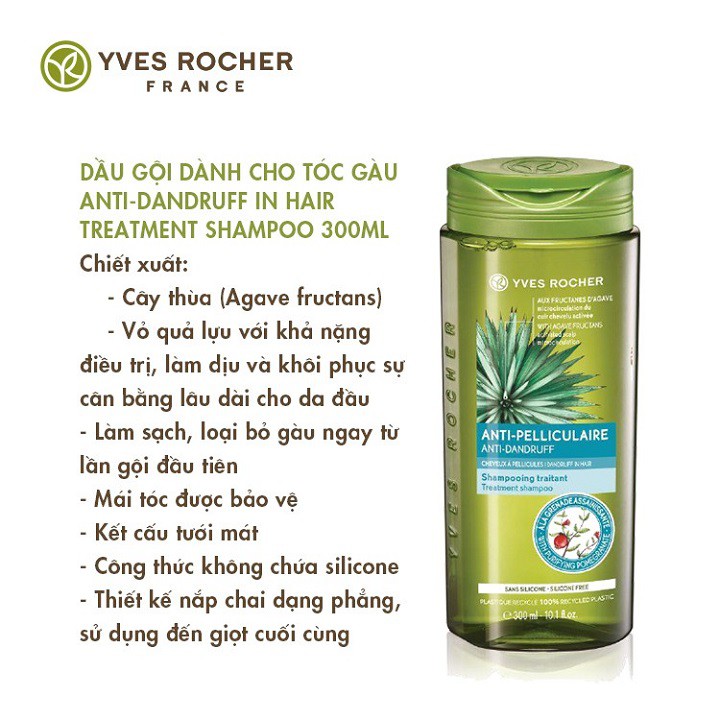 [CHÍNH HÃNG] Dầu Gội Dành Cho Tóc Gàu Yves Rocher Anti-Dandruff In Hair Treatment Shampoo 300ml | BigBuy360 - bigbuy360.vn