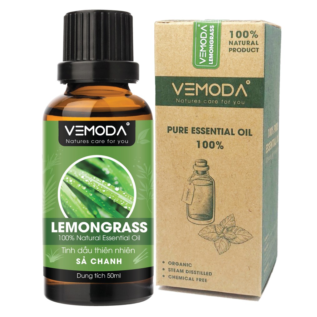 Tinh dầu Sả chanh cao cấp VEMODA 50ml khử mùi, thơm phòng, đuổi muỗi, tinh dầu xông phòng, kháng khuẩn, xông mũi