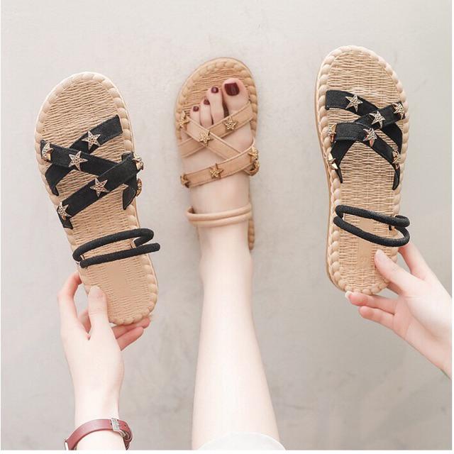 Sandal quai kép đế cói đi 2 kiểu siêu xinh
