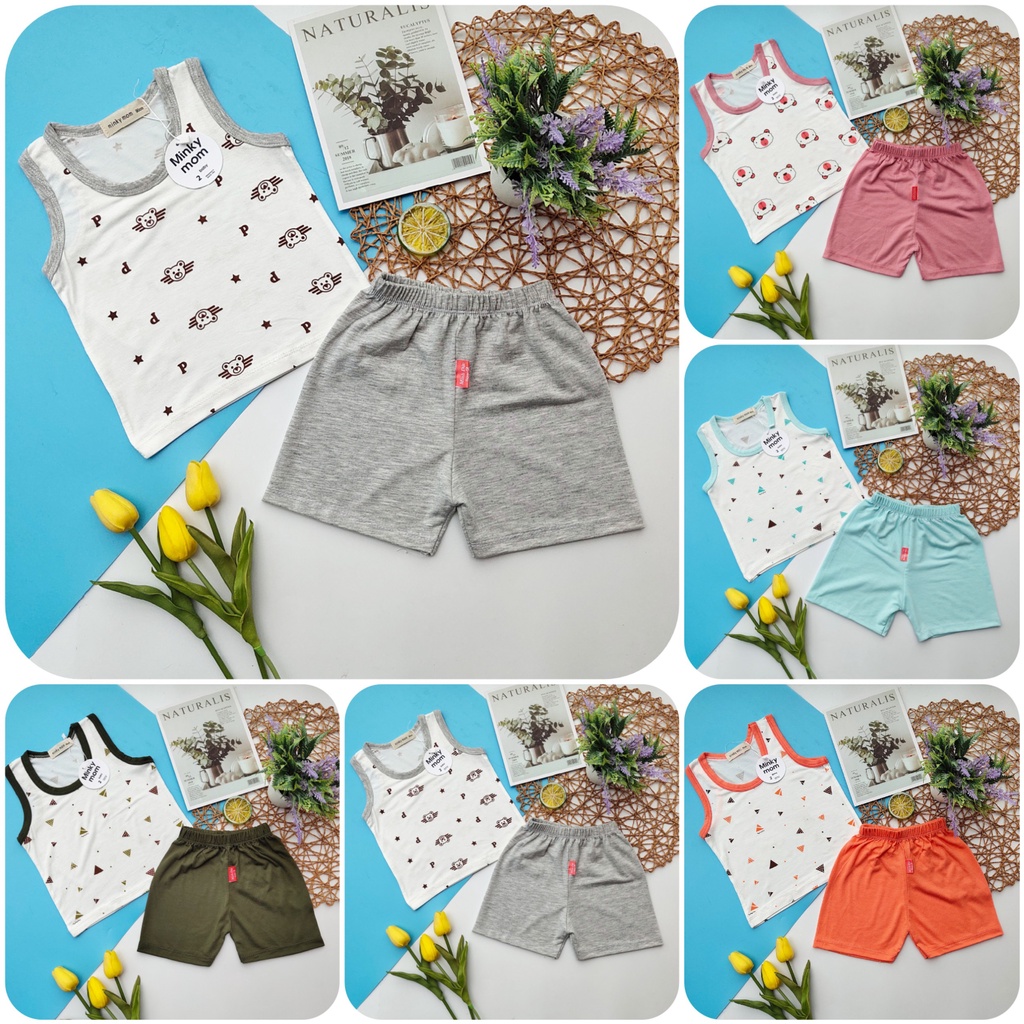 Bộ Quần Áo Ba Lỗ, Bộ Sát Nách Vải Thun Lạnh Mềm Mát Cho Bé 3-10kg