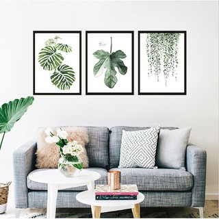 Bộ 3 tranh canvas Treo Tường Lá Cây (GS006) - 40 x 60cm (có khung viền)