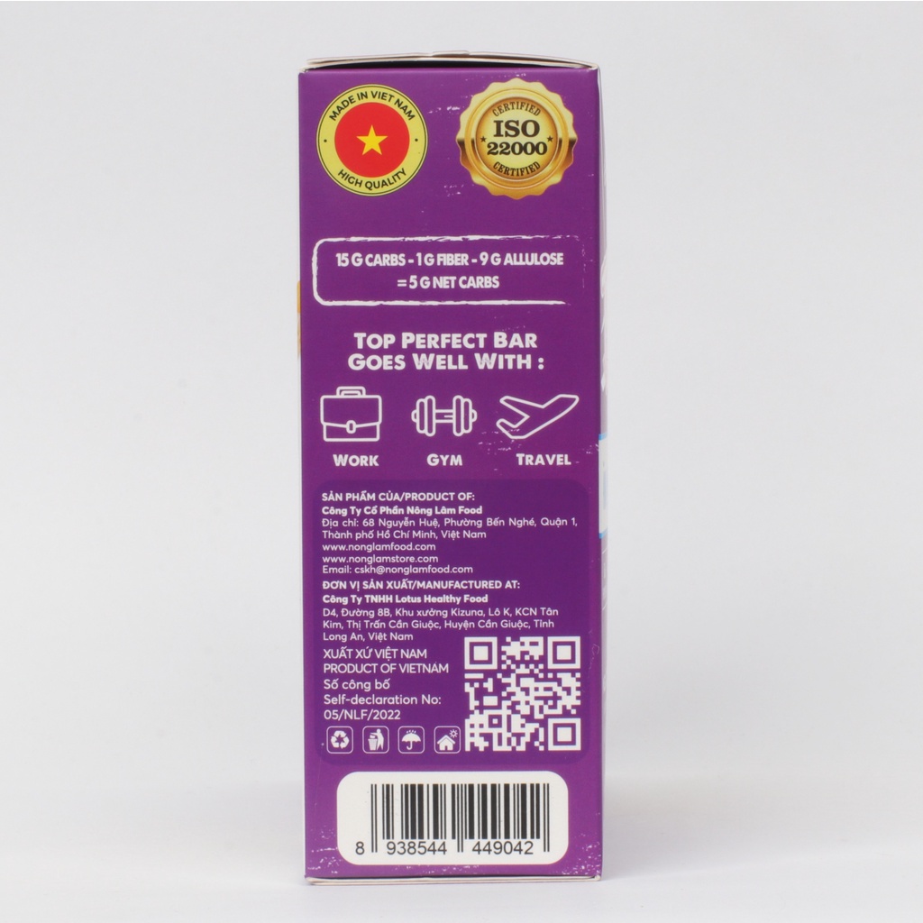 Bánh Biscotti ngũ cốc Top Perfect Bar Nonglamfood Vị Nam Việt Quất &amp; Chuối hộp 12 thanh | Ăn Kiêng Không Béo |Dinh dưỡng