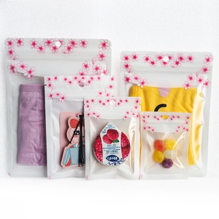 100pcs in Túi Lưu Trữ Đồ Lót Sakura Sock Túi Nhựa Phía Trước Trong Suốt Trong Suốt Mylar Foil Ziplock Tự Niêm Phong Printing Sakura Underwear Storage Bag Sock Plastic Bag Front Clear Transparent Back Matt Mylar Foil Ziplock Self Seal