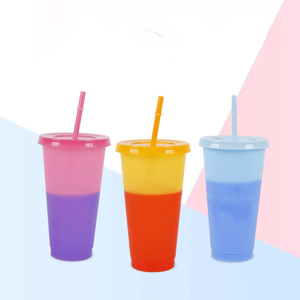 1 Cốc Uống Nước Có Thể Tái Sử Dụng Kèm Ống Hút Thay Đổi Màu Sắc Thân Thiện Với Môi Trường