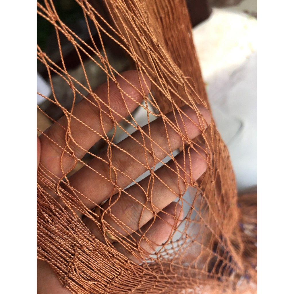 Chài dù nâu đánh bắt cá cao 4m nặng 5kg mắt 4cm chân chì đuc, Sợi dù thái lan