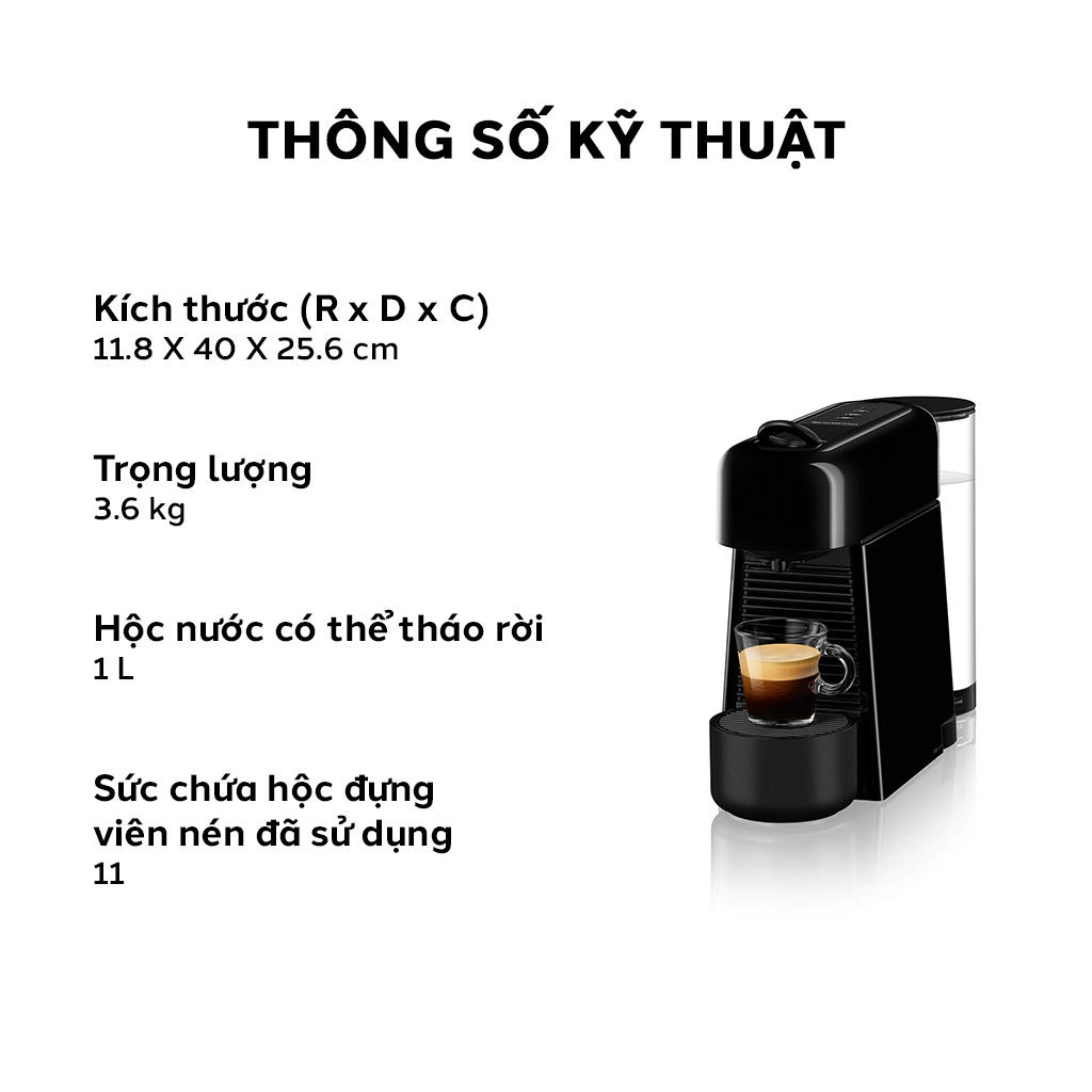 [Mã ELHADEV giảm 4% đơn 300K] Máy pha cà phê Nespresso Essenza Plus Đen