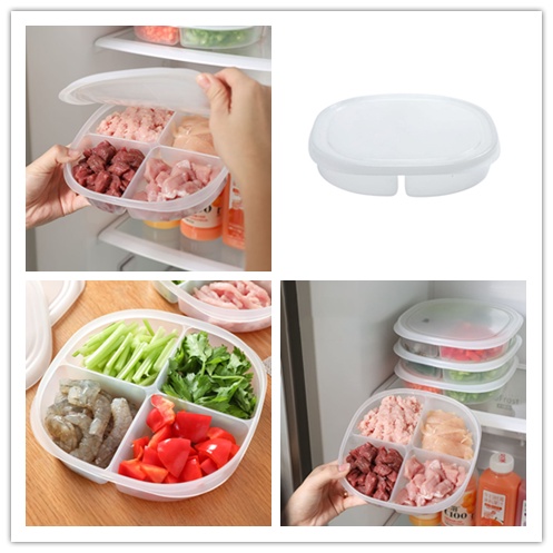 Hộp Đựng Thực Phẩm 4 Ngăn Có Nắp Đậy Cho Tủ Lạnh