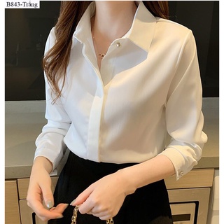 B843- Áo Sơ Mi lụa ngọc nẹp đôi sang trọng