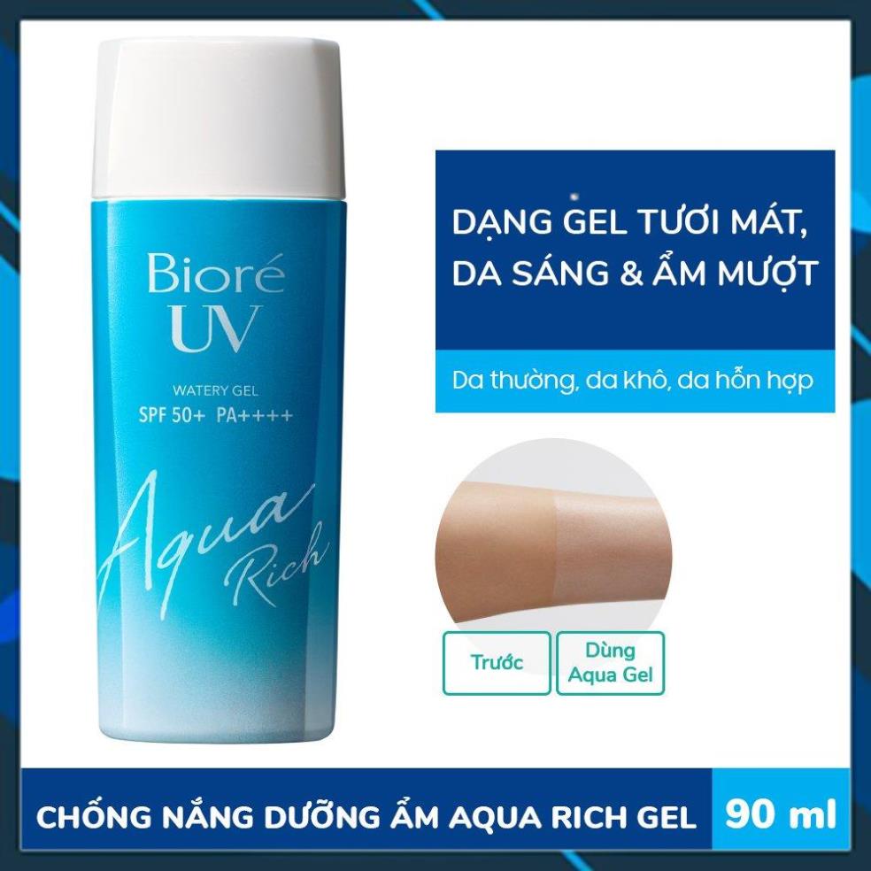 Kem chống nắng Biore Nhật Bản dạng gel màng nước dưỡng ẩm Bioré UV Aqua Rich Watery Gel SPF50+/PA 90ml