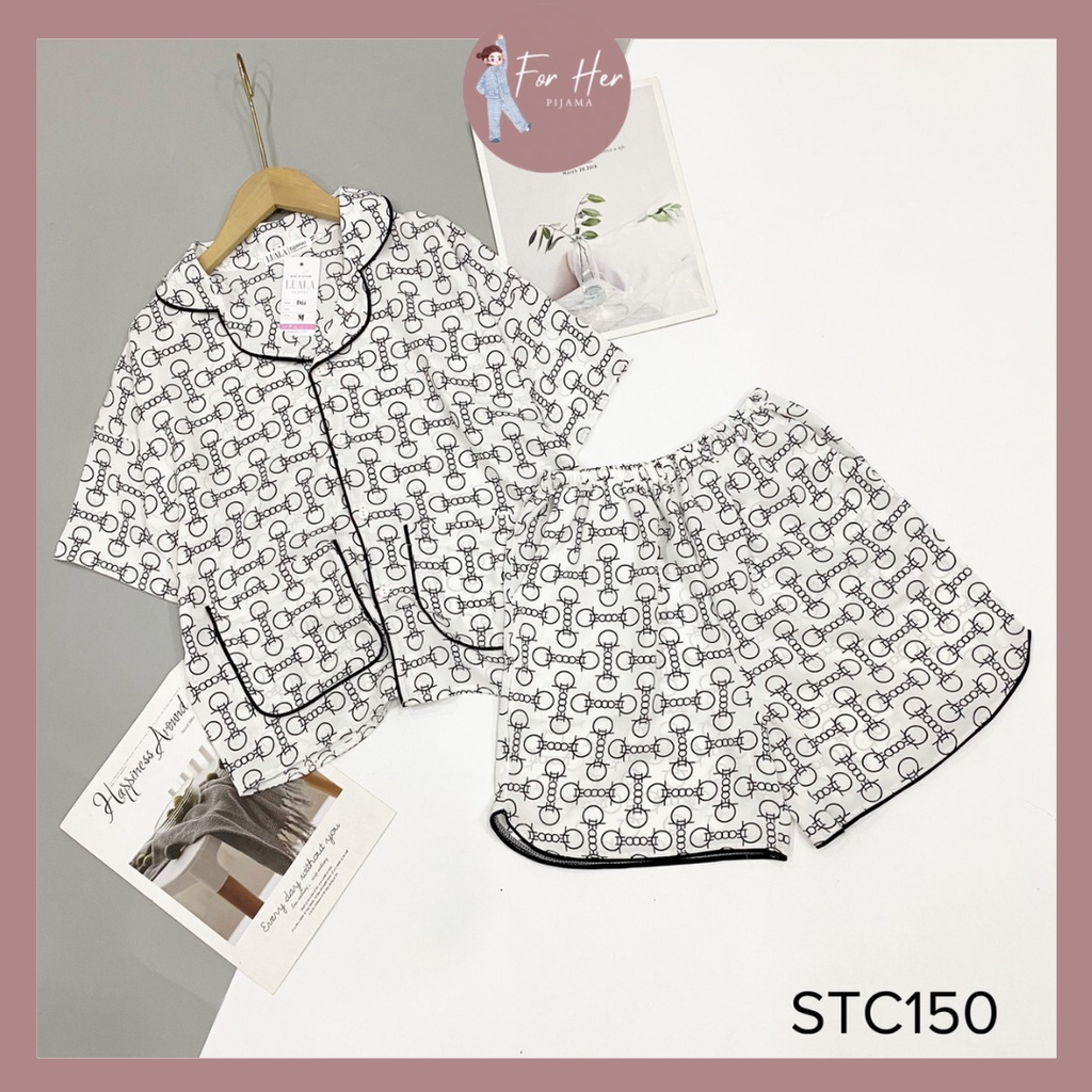 Đồ Bộ Pijama - Bộ Lụa Pizama Quần Sooc Họa Tiết Phối Bèo Dễ Thương | BigBuy360 - bigbuy360.vn