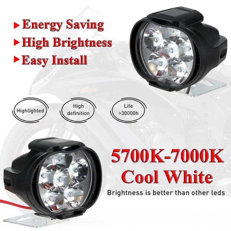 Đèn pha 6 bóng LED 1500LM 15W siêu sáng cho xe máy/xe hơi