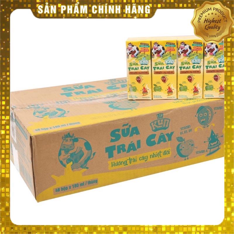 Hnagf chính hãng Lốc 4 hộp 180ml sữa Kun socola/kem dâu/nho/cam/trái cây/có đường