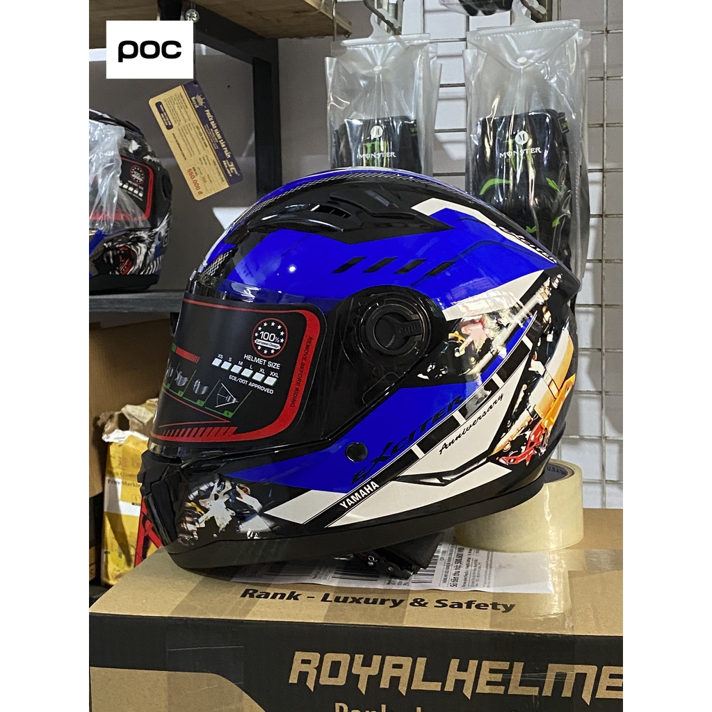 MŨ BẢO HIỂM FULLFACE AGU TEM YAMAHA XANH DƯƠNG BẢN MỚI NHẤT KÈM TÚI VÀ HỘP