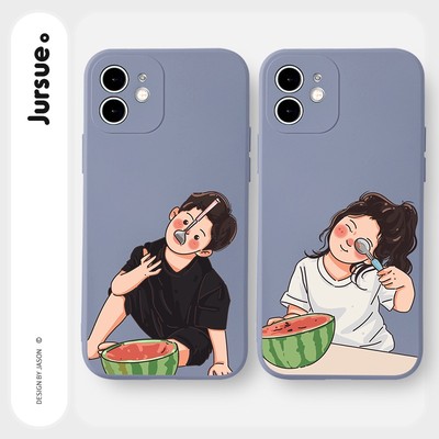 Ốp lưng JURSUE hoạt hình cặp đôi dễ thương đẹp Cho iPhone 17 16 14 13 12 11 Pro Max SE 2020 X XR XS 8 7 ip 6S 6 Plus kute Y2111