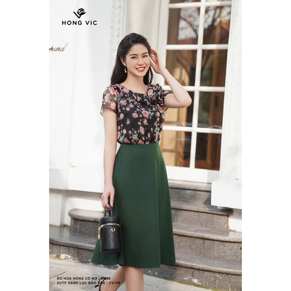 Áo nữ thiết kế Hong Vic hoa hồng cổ nơ SM65