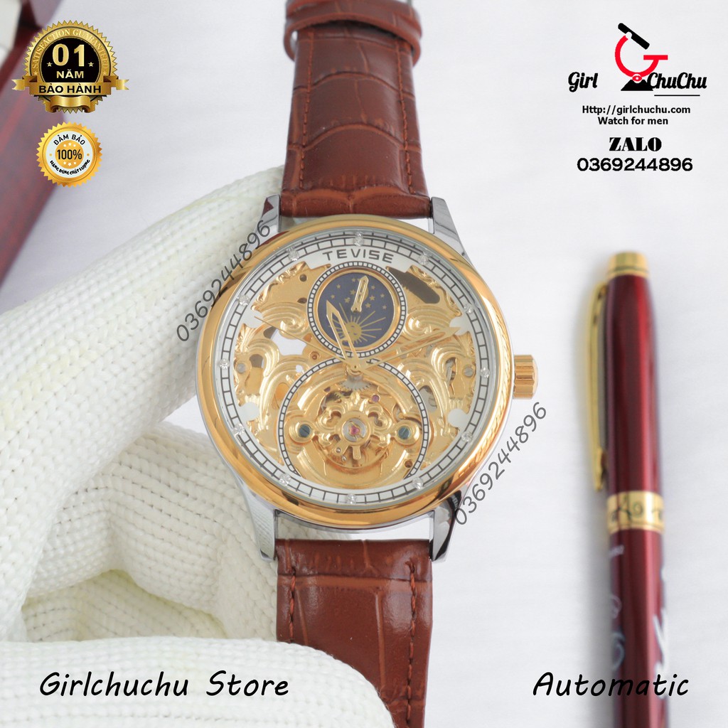 Đồng hồ nam Tevise lộ full cơ hoa văn cực đẹp mắt, máy không dùng pin, đẳng cấp doanh nhân thành đạt