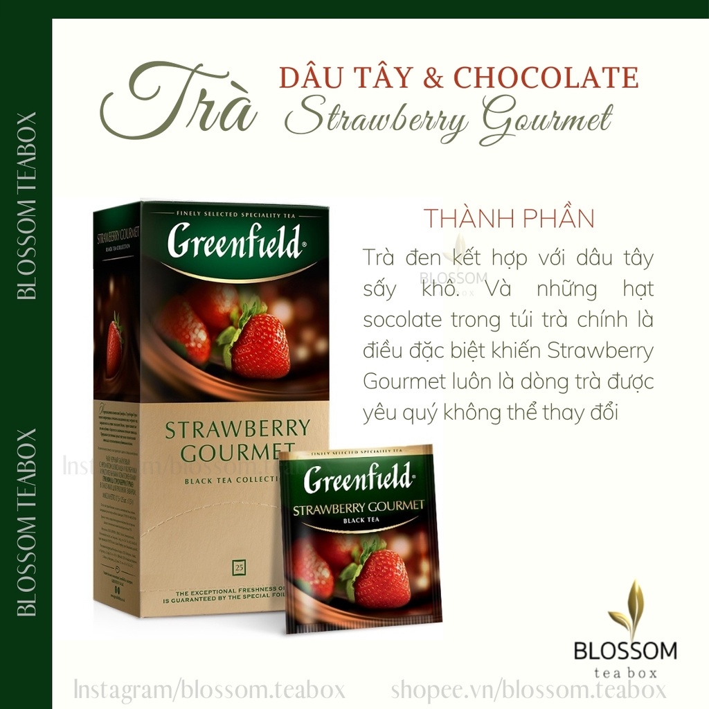 Trà hoa quả Greenfield 25 gói: Blueberry night, Currant Mint, Summer Bouquet, Mellow Peach...