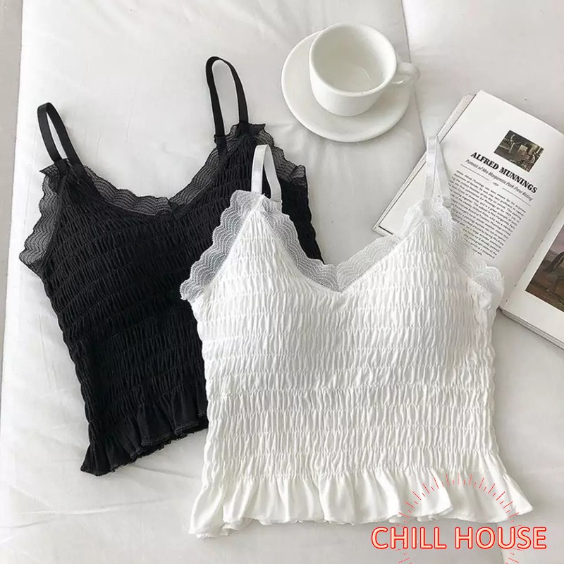 MỚI*Áo Hai Dây Nhún Chun Siêu Xinh cao cấp, có đệm lót và dây điều chỉnh mã C05 - CHILLHOUSE