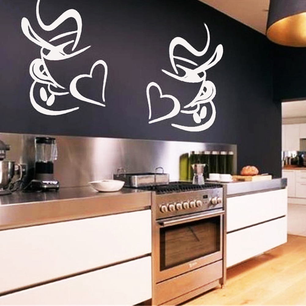 Sticker dán tường họa tiết hình tách cà phê kiểu lonzo dùng trong trang trí phòng , quán cà phê