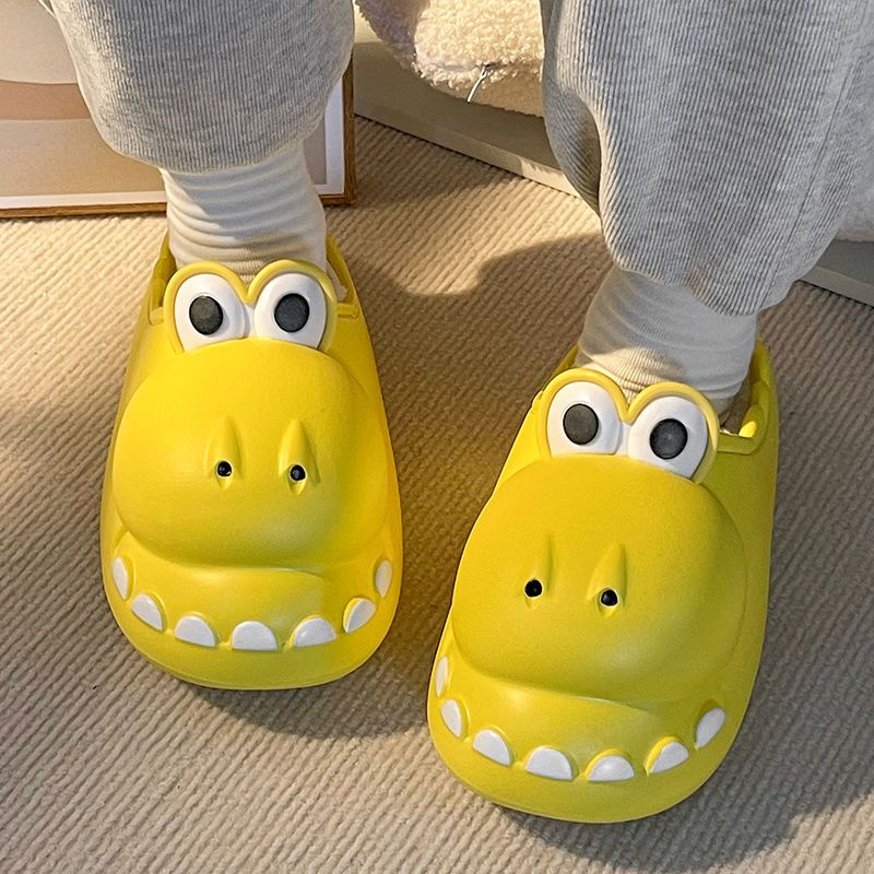 Dép Đi Trong Nhà Phong Cách Mới Họa Tiết Khủng Long Hoạt Hình Dễ Thương Chất Lượng Cao Chống Va Chạm Chống Thấm Nước Giữ Ấm Mùa Đông Cho Nữ