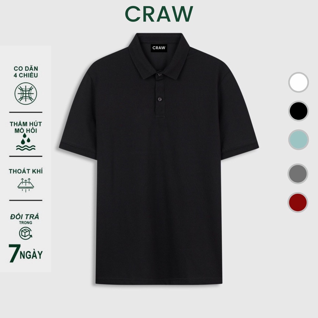 Áo thun Polo Craw Unisex vải cá sấu mè co dãn 4 chiều dày dặn form gerular fit - PL MÈ