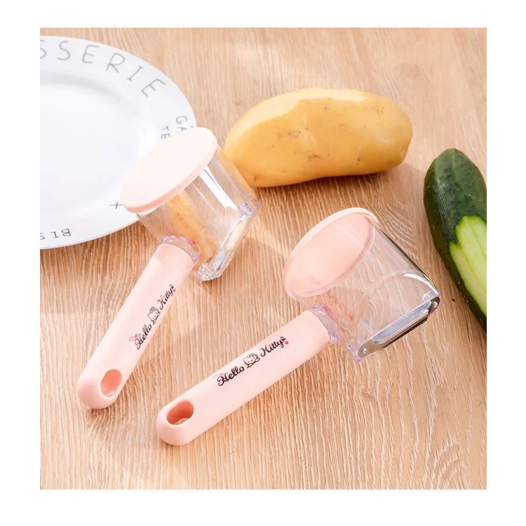 Dụng cụ gọt vỏ củ quả - Nạo bào rau củ quả đa năng có hộp đựng vỏ tiện lợi - Hello Kitty đáng yêu