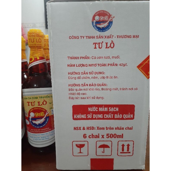 Nước mắm truyền thống Tư Lò Kiên Giang 6 chai 500ml 42 độ đạm