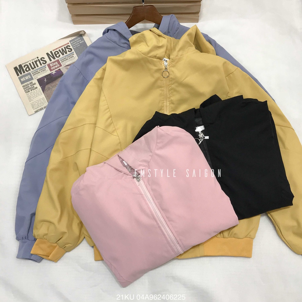 Áo khoác dù unisex 2 lớp VM STYLE, áo gió có nón trơn chống nắng nữ ulzzang 22AKU04A960801