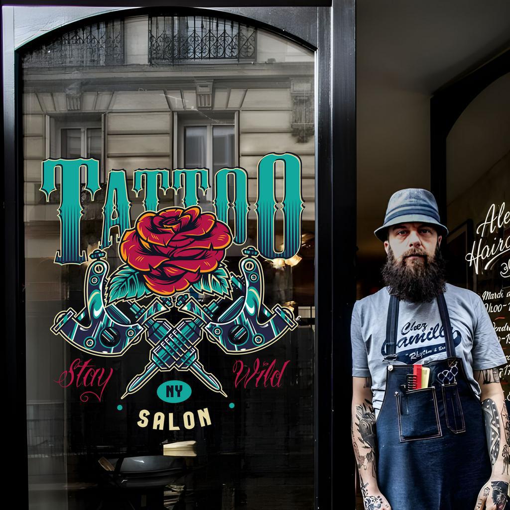 Tattoo Studio Logo - Dán Kính, Dán Tường....Trang Trí Cho Tiệm Xăm